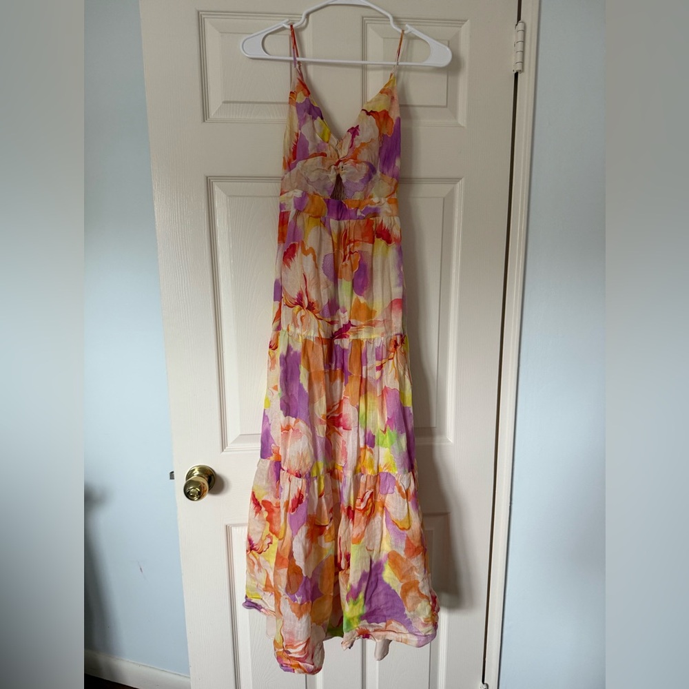 Lavender Brown Floral Maxi Dress - Purple and Orange